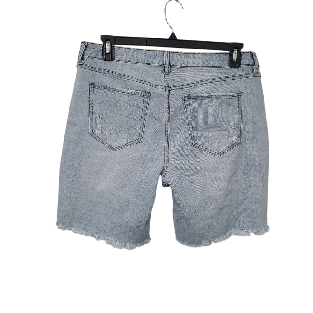 Light Wash Distressed Denim Jorts - Picture 2 of 4